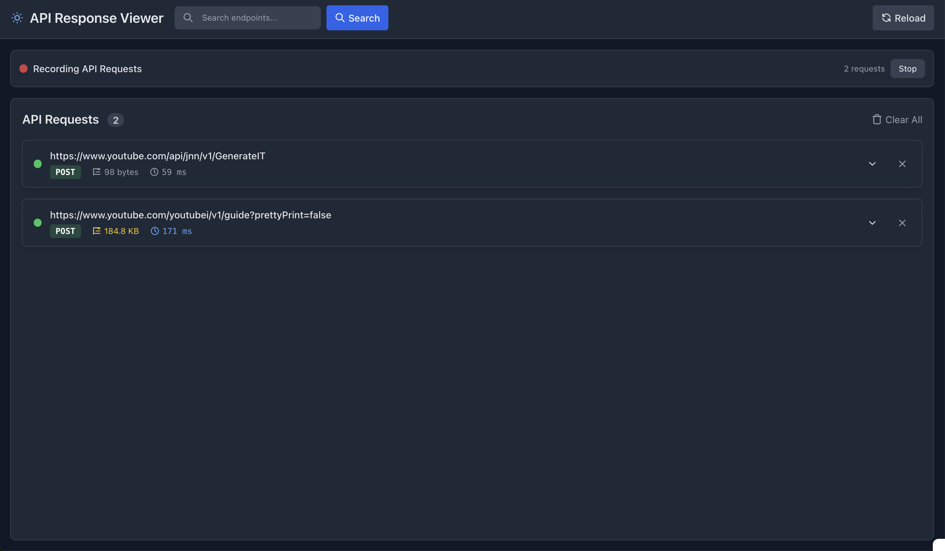 レスポンス一覧